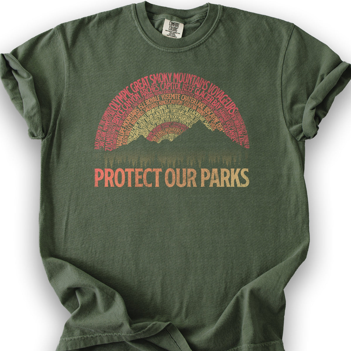 Protect Our Parks Word Art T-Shirt - Hemp