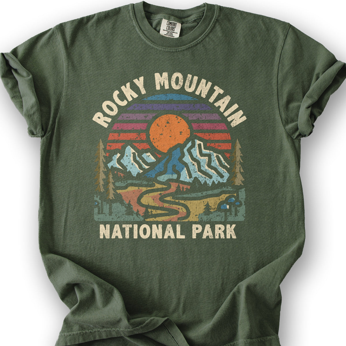 Rocky Mountain National Park "Retro Sunset" T-Shirt - Hemp