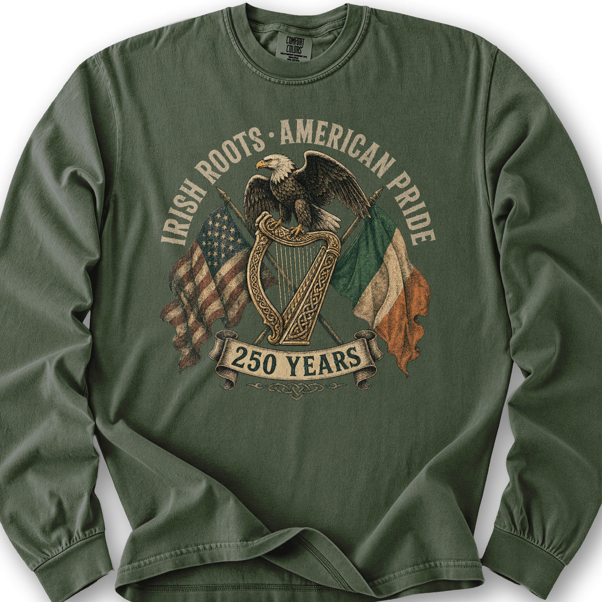 Irish Roots American Pride Long Sleeve Shirt - Hemp