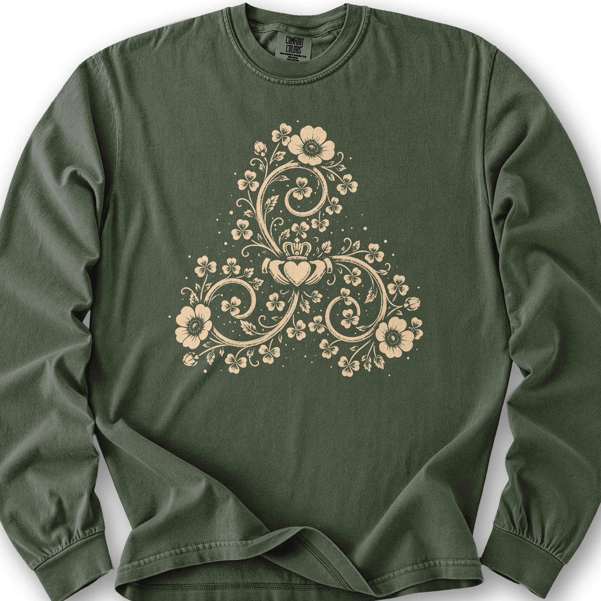 Triskele Shamrock Spiral Long Sleeve Shirt - Hemp