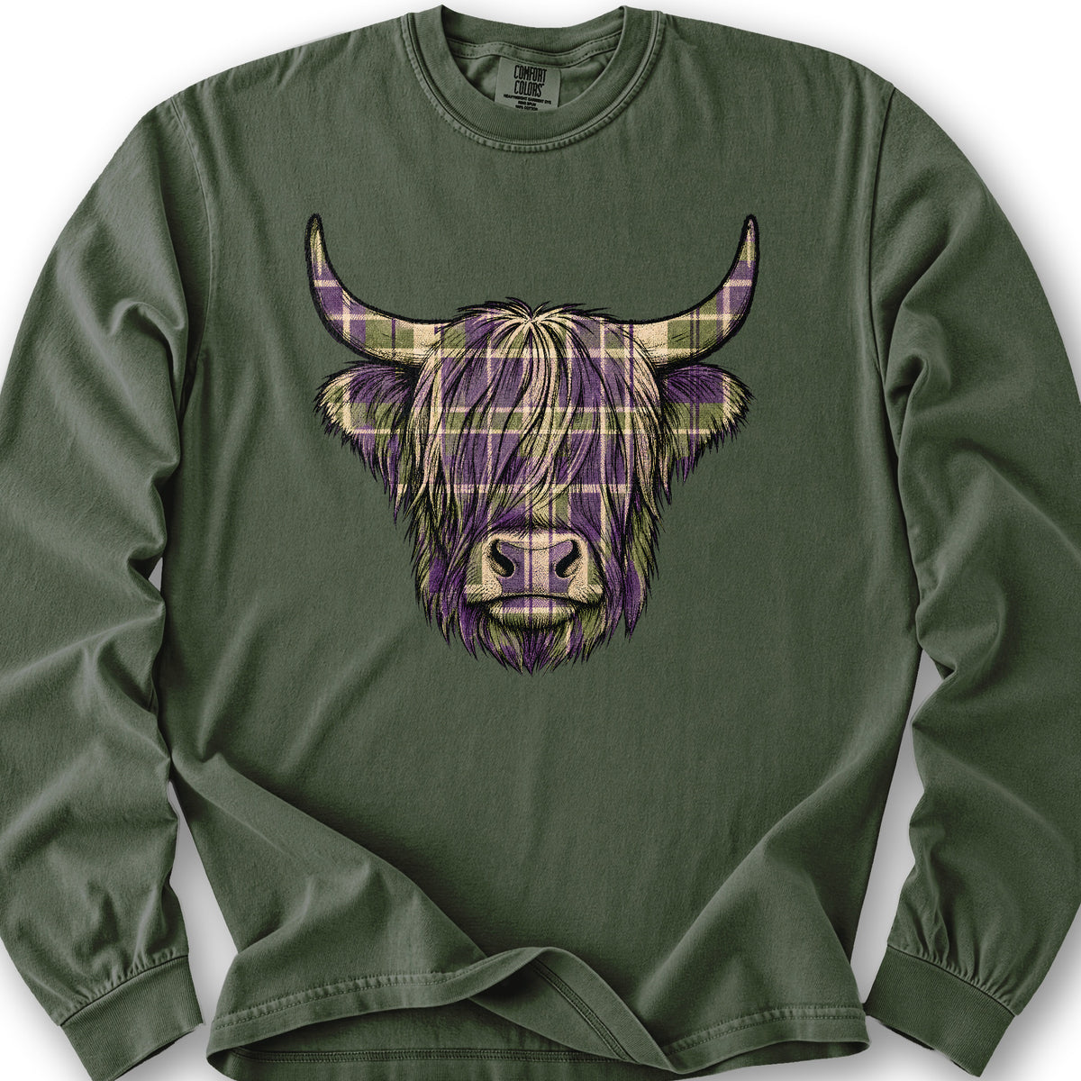 Scottish Highland Plaid Coo Long Sleeve Shirt - Hemp