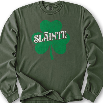 Sláinte Textured Shamrock Long Sleeve Shirt