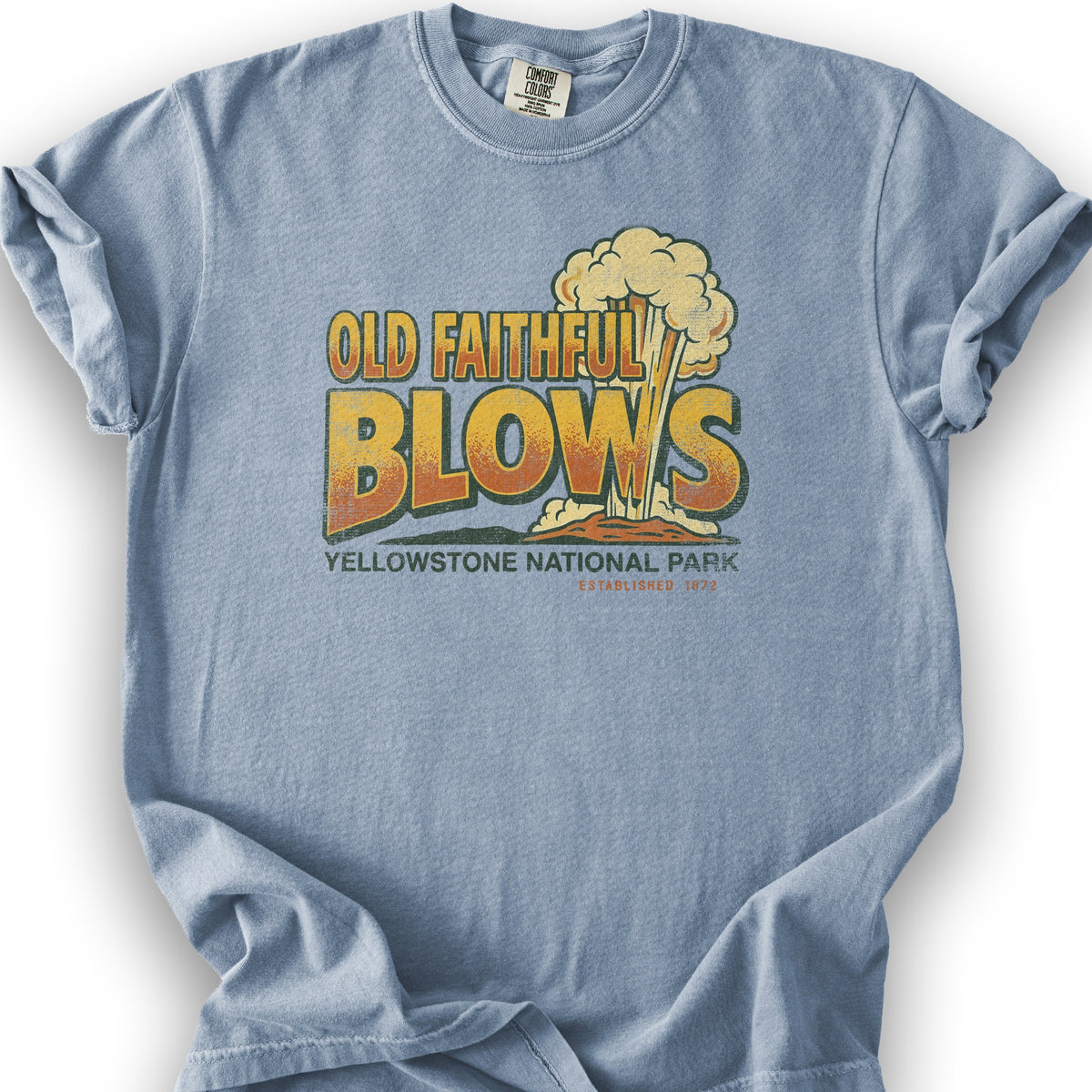 Old Faithful Blows T-Shirt - Ice Blue