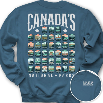Canada's National Parks "Badges" Sweatshirt - Indigo Blue