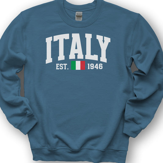 Italy Varsity Flag Sweatshirt - Indigo Blue