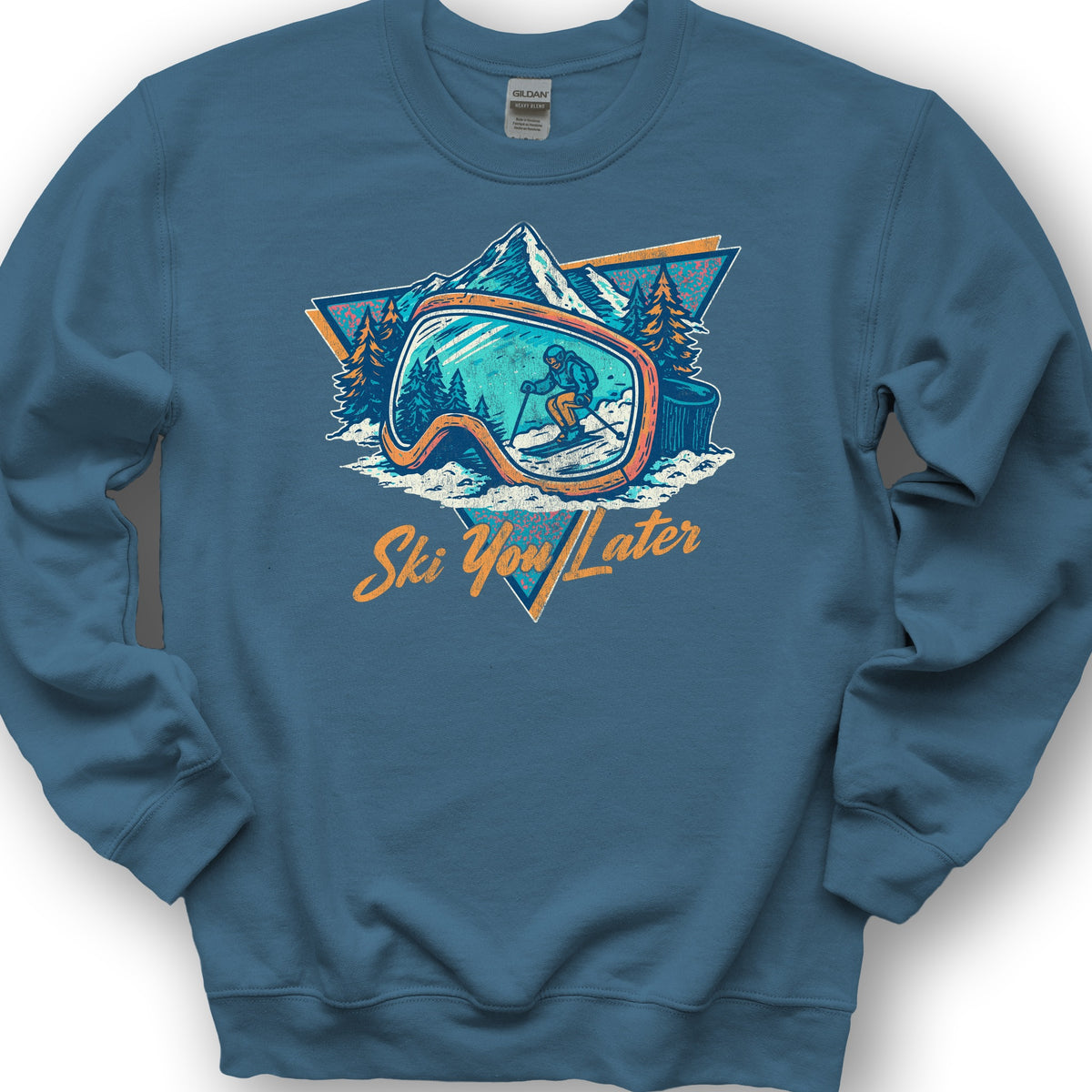 Ski You Later Retro 1980's Sweatshirt - Indigo Blue