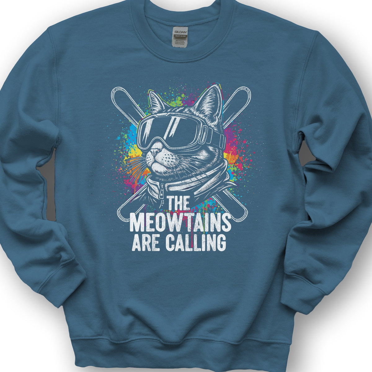 The Meowtains are Calling Sweatshirt - Indigo Blue