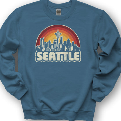 Seattle Retro Sunset Sweatshirt - Indigo Blue
