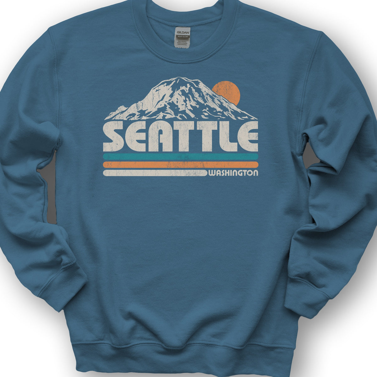 Seattle Retro Stripe Sweatshirt - Indigo Blue