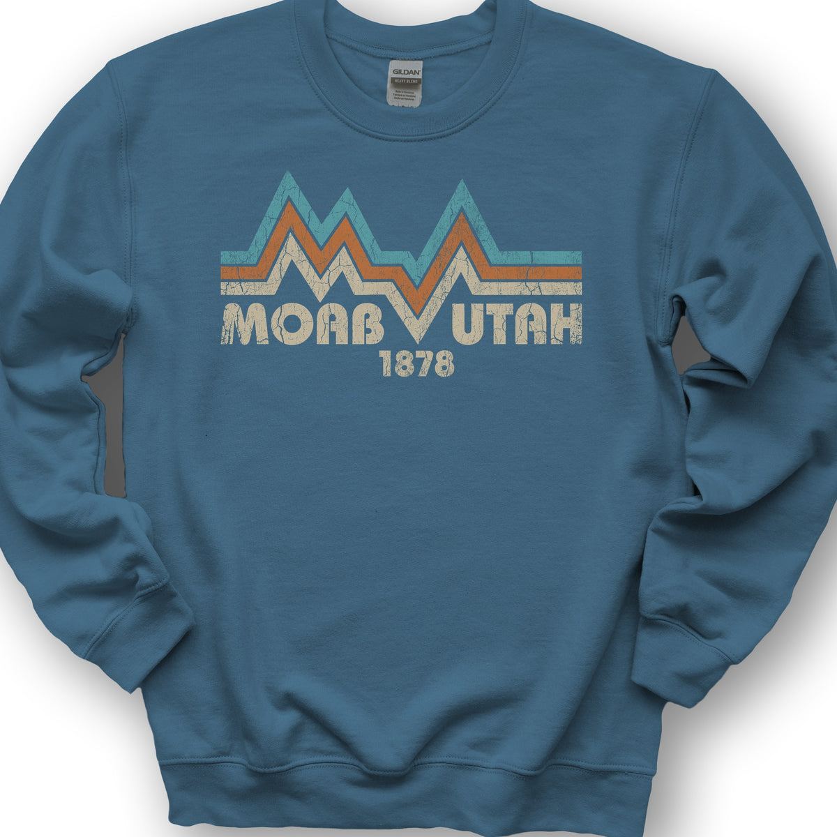 Moab Utah Retro Sweatshirt - Indigo Blue