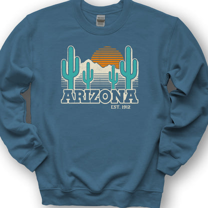 Arizona Retro Cactus Sweatshirt - Indigo Blue