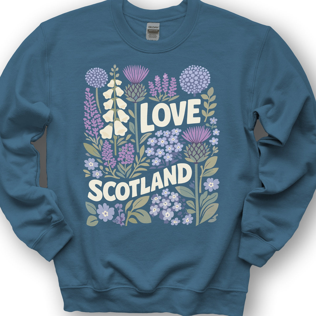 Love Scotland Flowers Sweatshirt - Indigo Blue