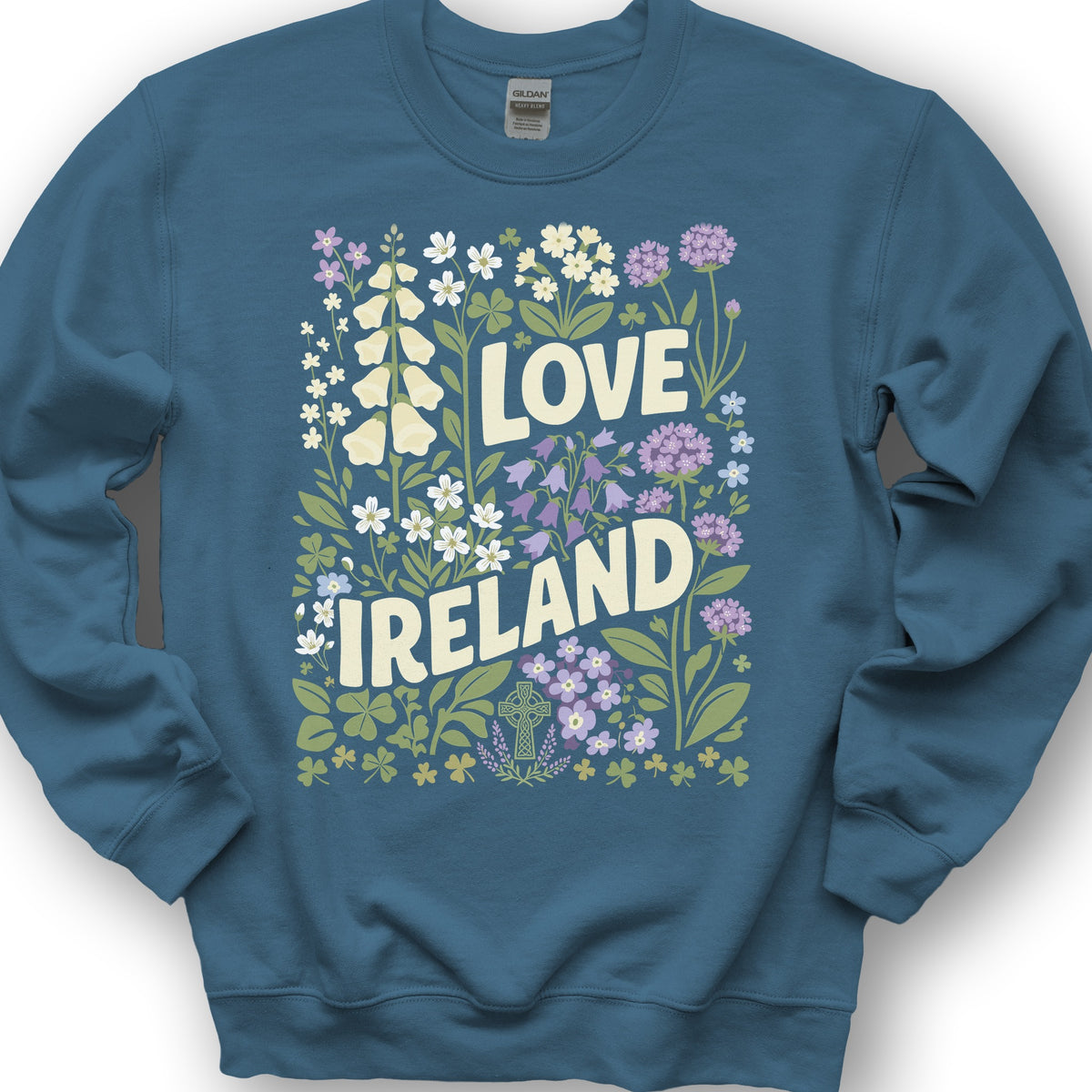 Love Ireland Flowers Sweatshirt - Indigo Blue