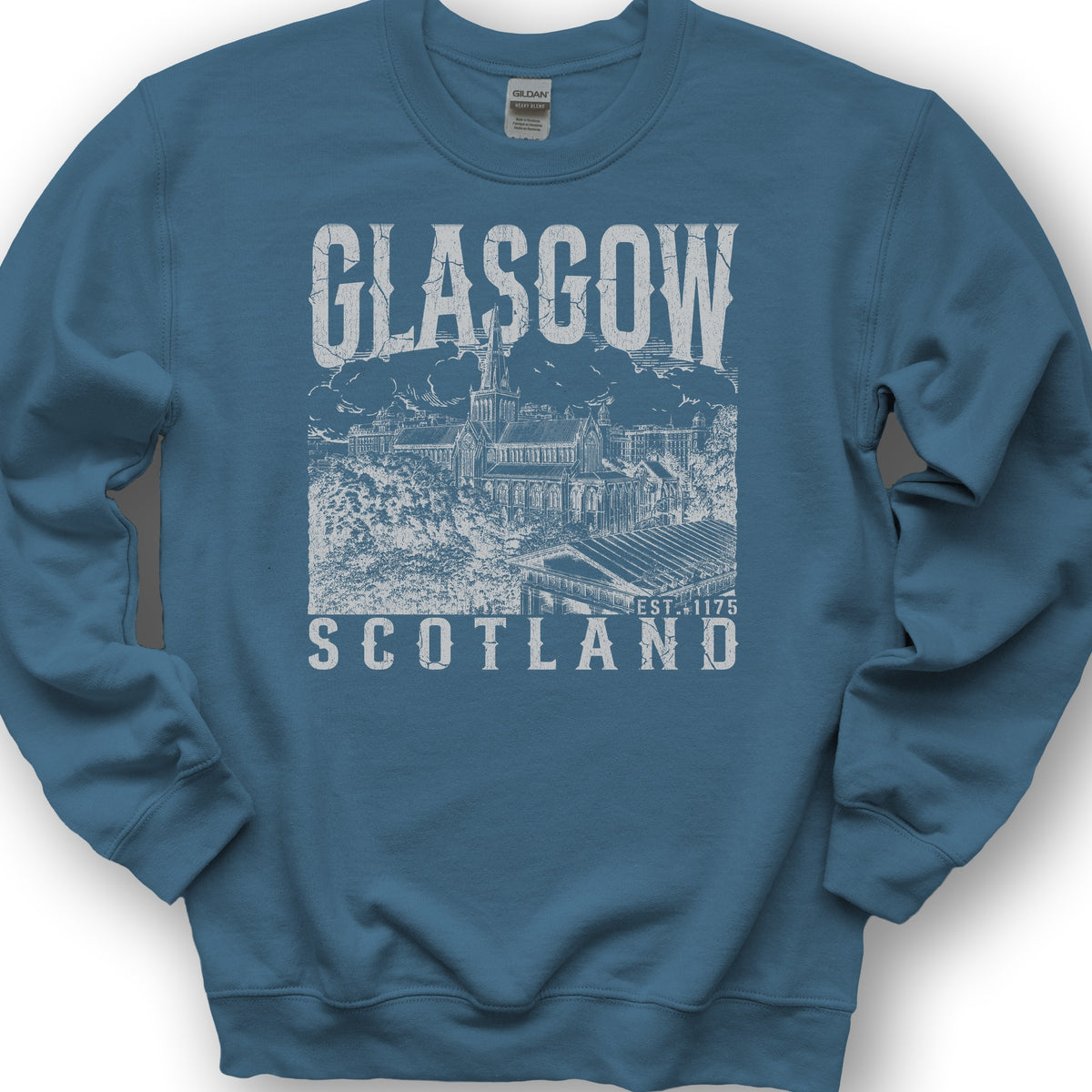 Glasgow Scotland Sketch Sweatshirt - Indigo Blue