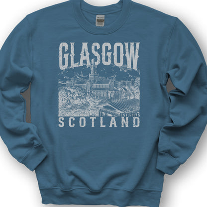 Glasgow Scotland Sketch Sweatshirt - Indigo Blue