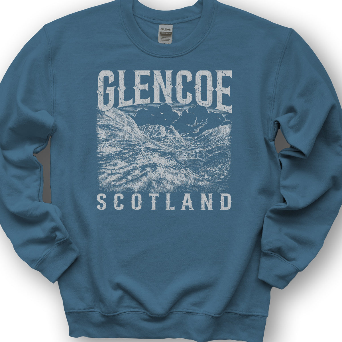 Glencoe Scotland Sketch Sweatshirt - Indigo Blue