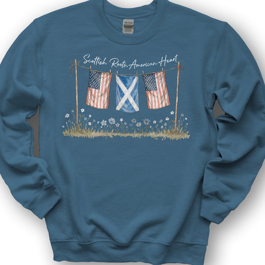 Scottish Roots American Heart Sweatshirt - Indigo Blue