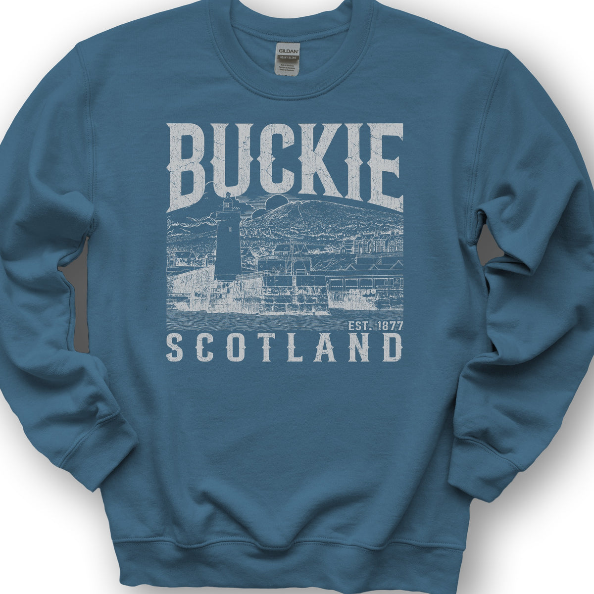 Buckie Scotland Sketch Sweatshirt - Indigo Blue