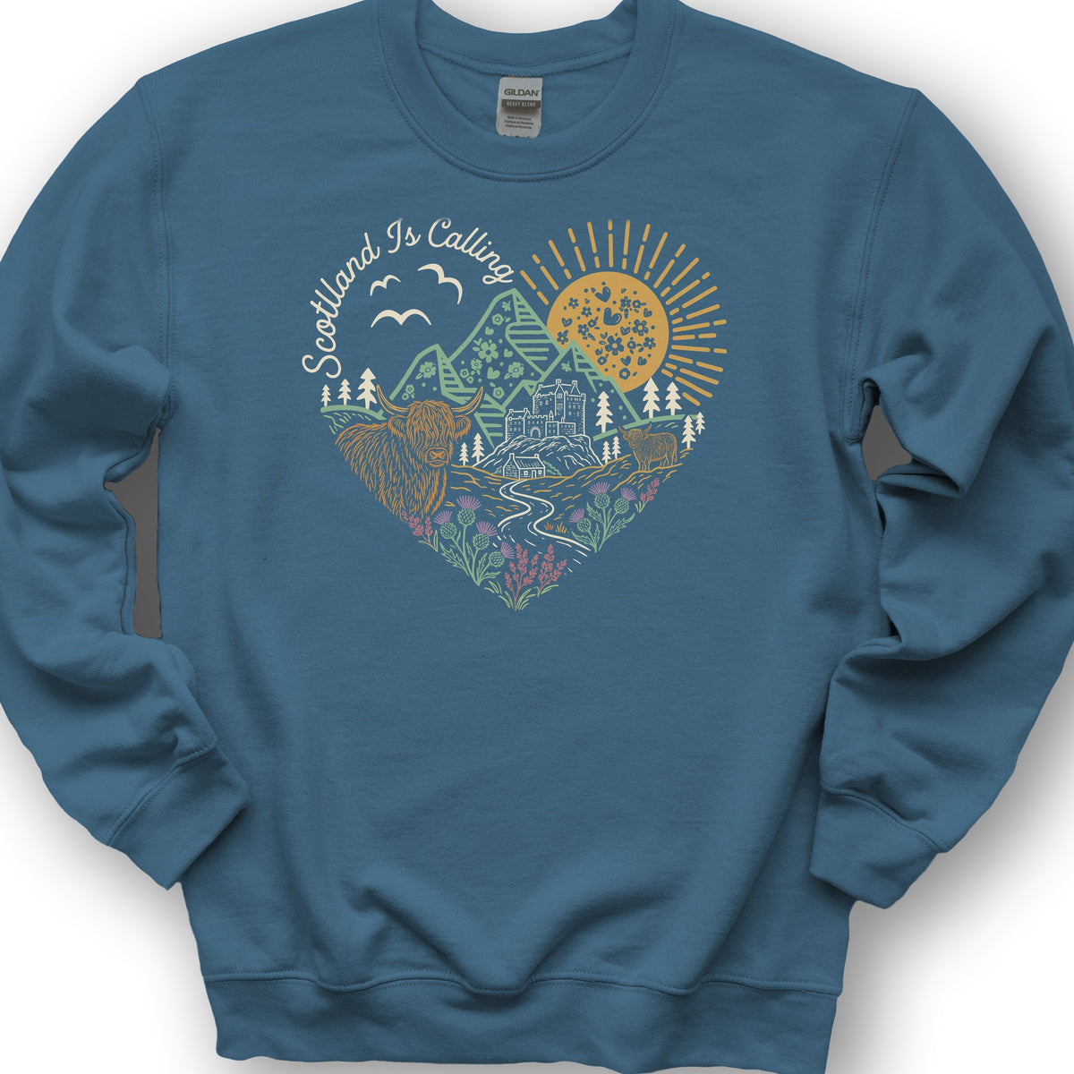 Scotland Is Calling Heart Sweatshirt - Indigo Blue