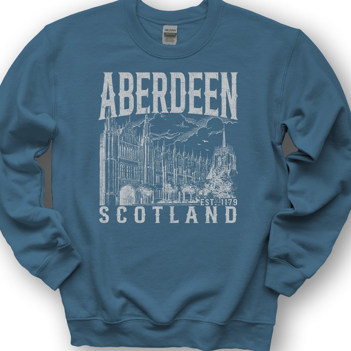 Aberdeen Scotland Sketch Sweatshirt - Indigo Blue