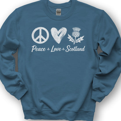 Peace Love Scotland Sweatshirt - Indigo Blue
