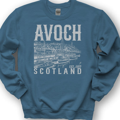 Avoch Scotland Sketch Sweatshirt - Indigo Blue