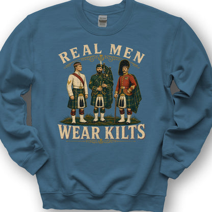 Real Men Wear Kilts Sweatshirt - Indigo Blue