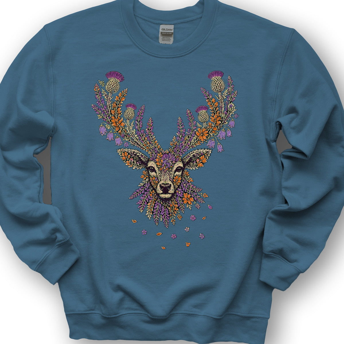 Floral Stag Sweatshirt - Indigo Blue