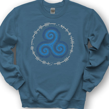 Celtic Triskele Sweatshirt - Indigo Blue