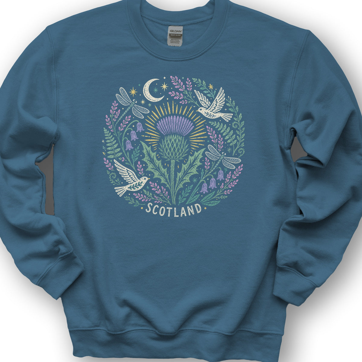 Scotland Thistle Doves Sweatshirt - Indigo Blue