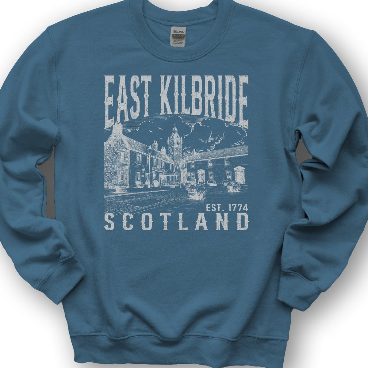 East Kilbride Scotland Sketch Sweatshirt - Indigo Blue