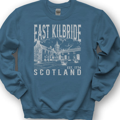 East Kilbride Scotland Sketch Sweatshirt - Indigo Blue