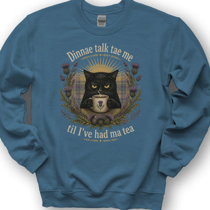 Dinnae Talk Cat Sweatshirt - Indigo Blue