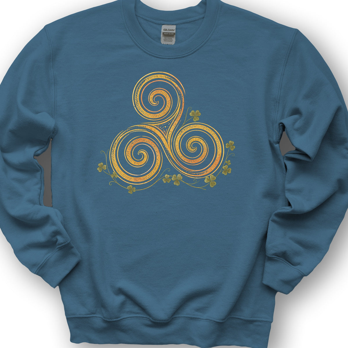 Irish Golden Triskele Sweatshirt - Indigo Blue