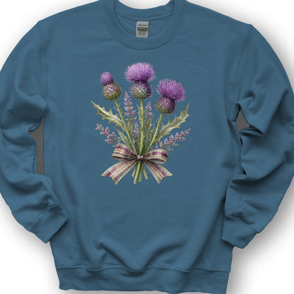 Thistle Bouquet Ribbon Sweatshirt - Indigo Blue