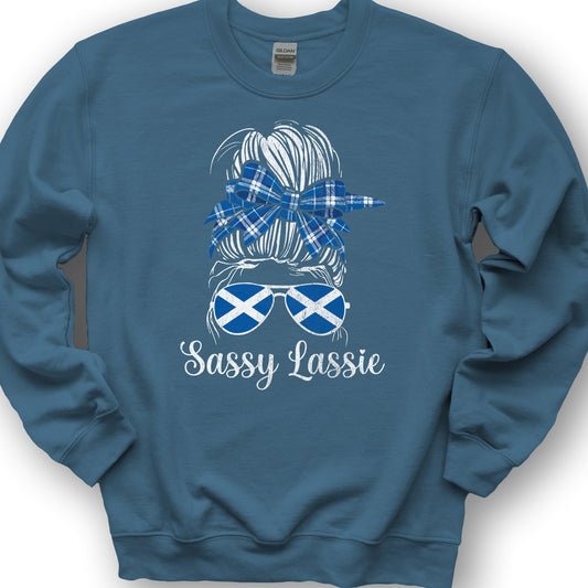 Scottish Sassy Lassy Sweatshirt - Indigo Blue