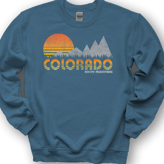 Colorado Rocky Mountains "80's Retro" Sweatshirt - Indigo Blue