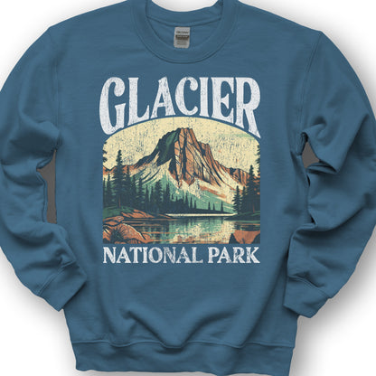 Glacier National Park "Big and Bold" Crewneck Sweatshirt - Indigo Blue
