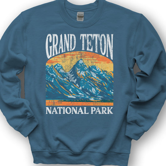 Grand Teton National Park "Big and Bold" Sweatshirt - Indigo Blue