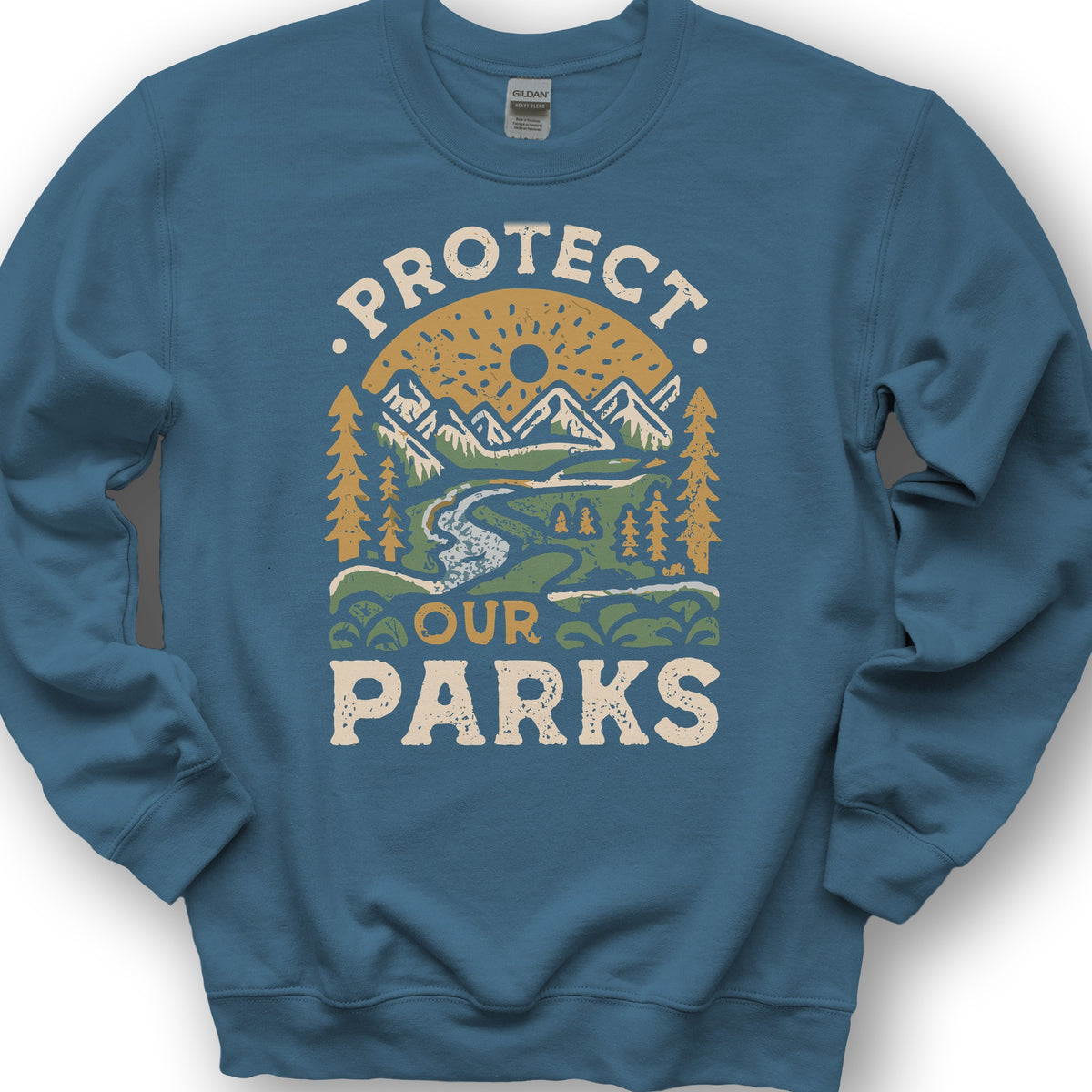 Protect Our Parks Hand-Drawn Sweatshirt - Indigo Blue