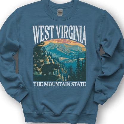 West Virginia Mountain State "Big and Bold" Sweatshirt - Indigo Blue