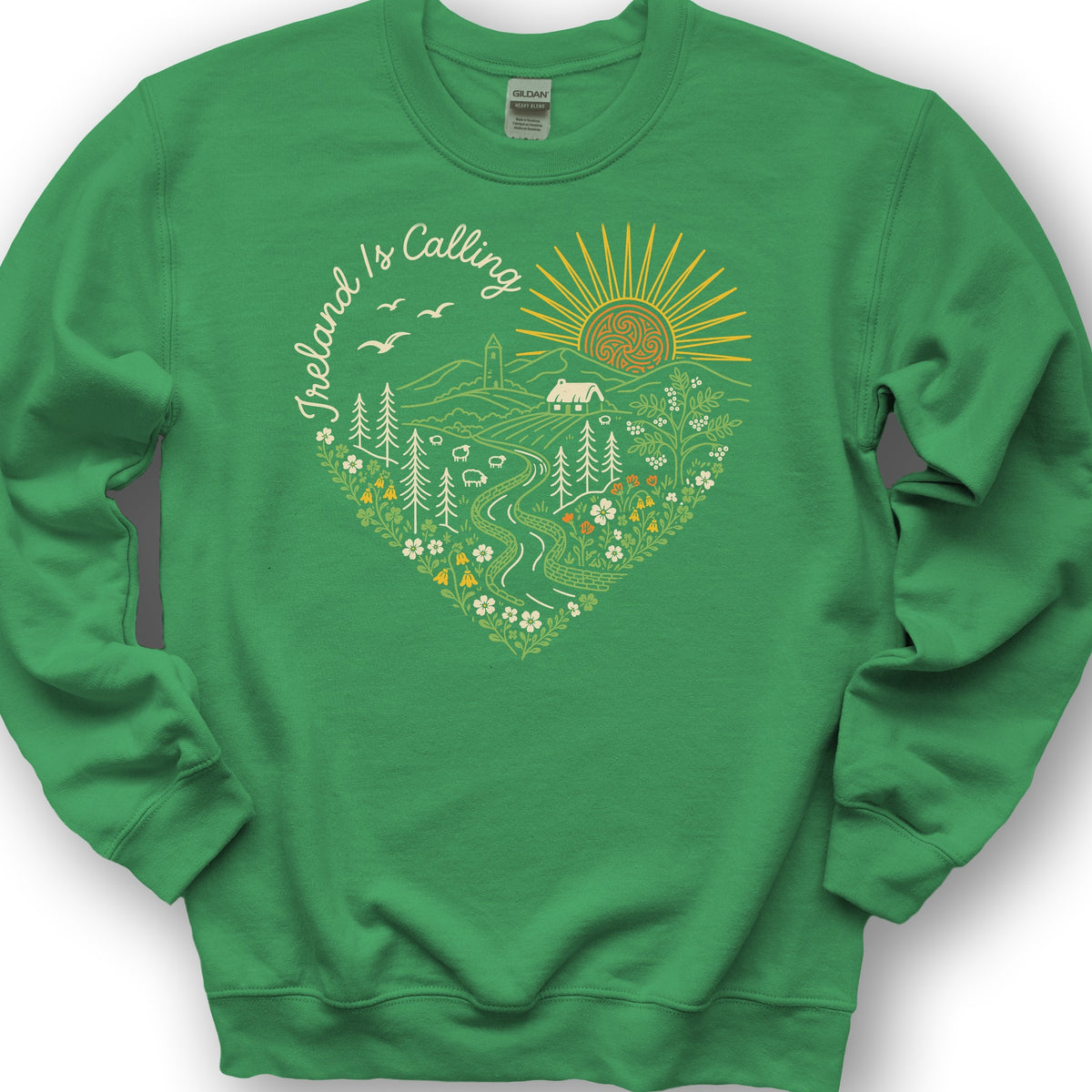Ireland is Calling Heart Sweatshirt - Irish Green