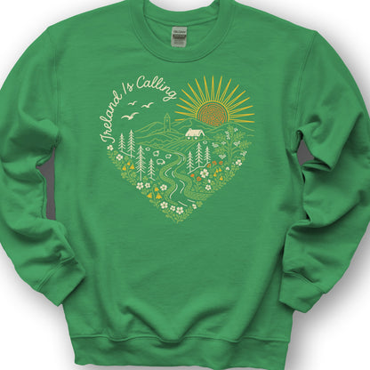 Ireland is Calling Heart Sweatshirt - Irish Green