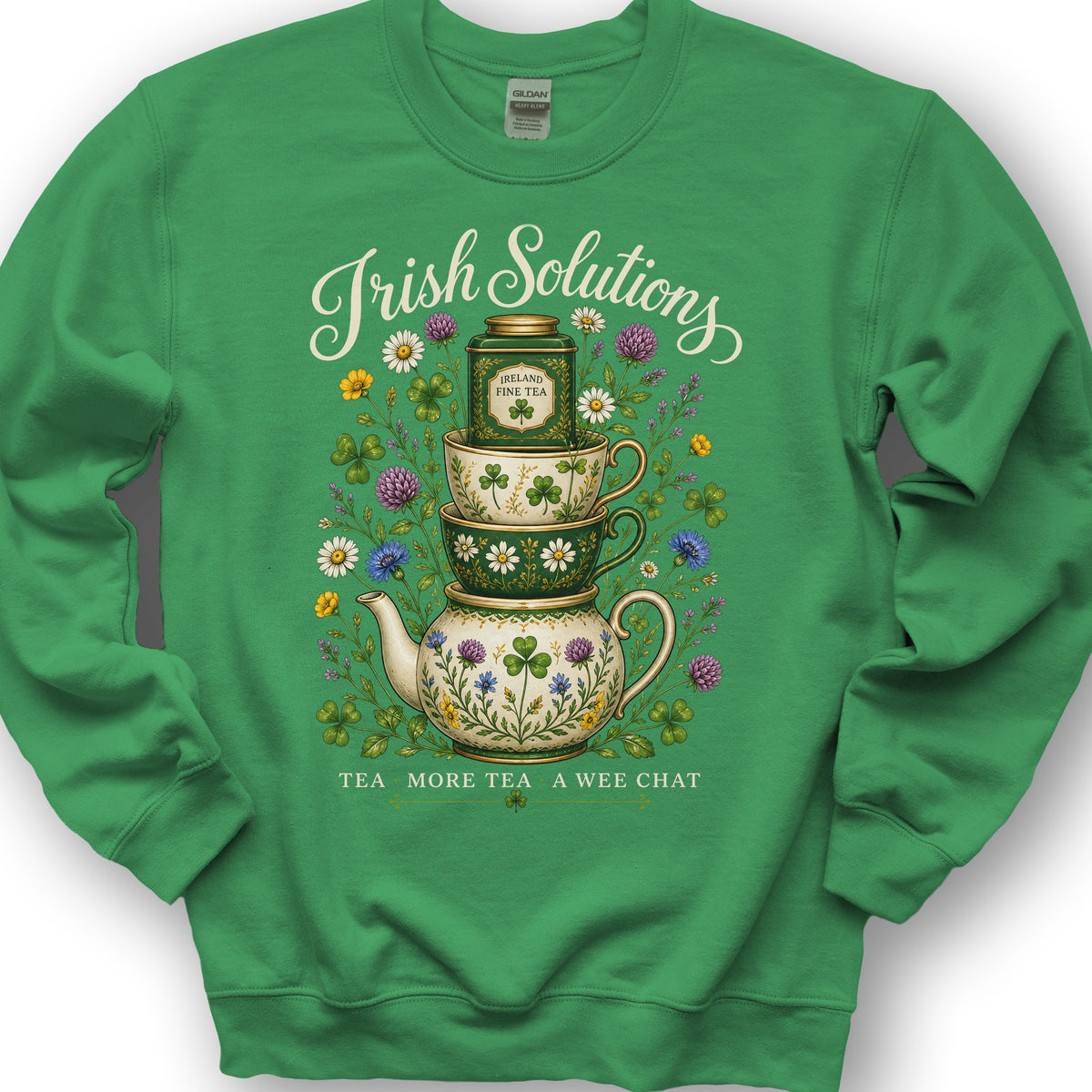 Irish Solutions Tea Cups Sweatshirt - Irish Green