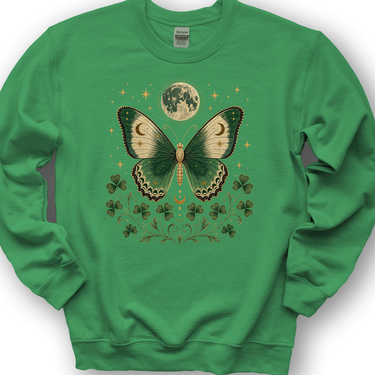 Shamrock Moon Butterfly Sweatshirt - Irish Green