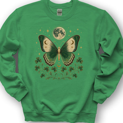 Shamrock Moon Butterfly Sweatshirt - Irish Green