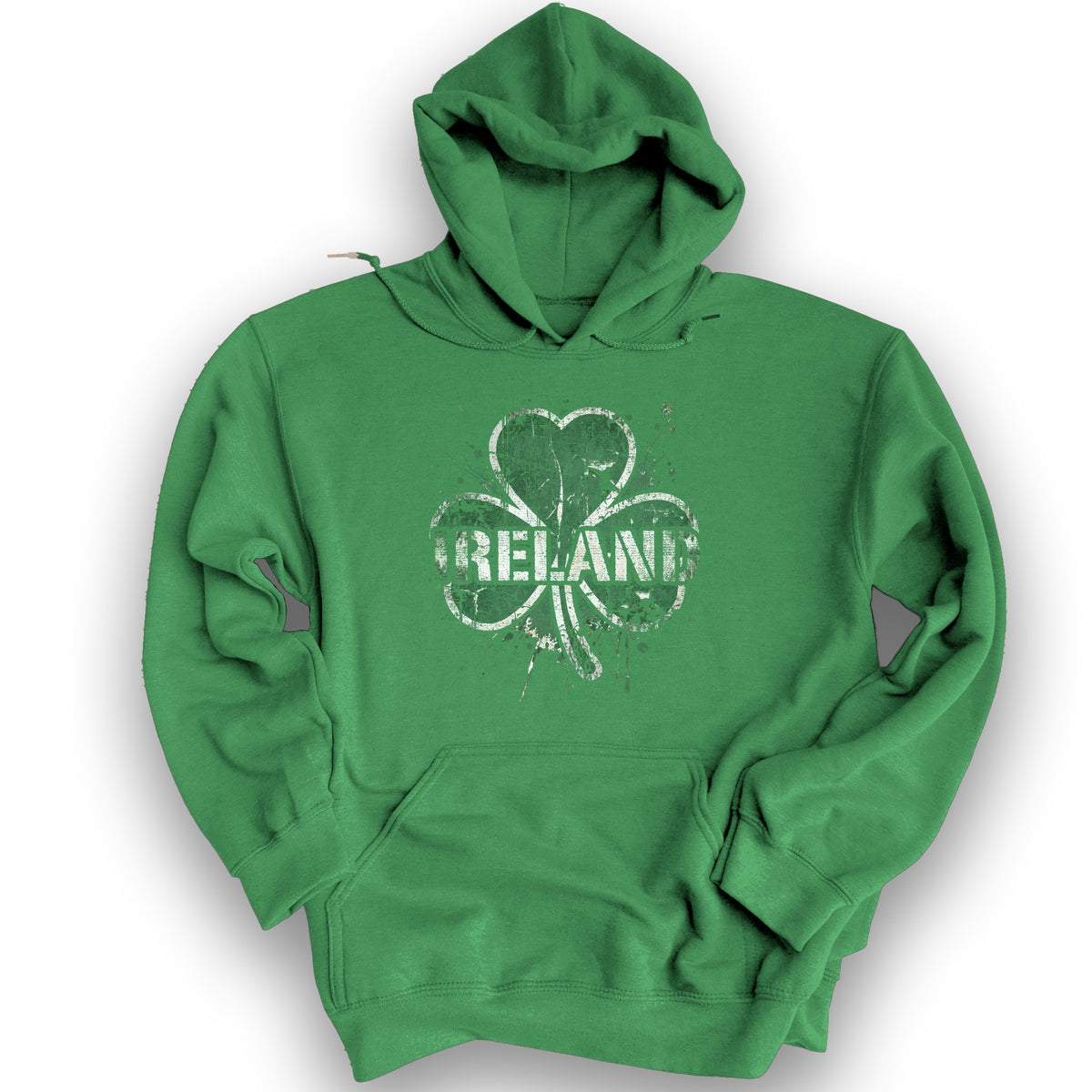 Ireland Shamrock Grunge Hoodie - Irish Green
