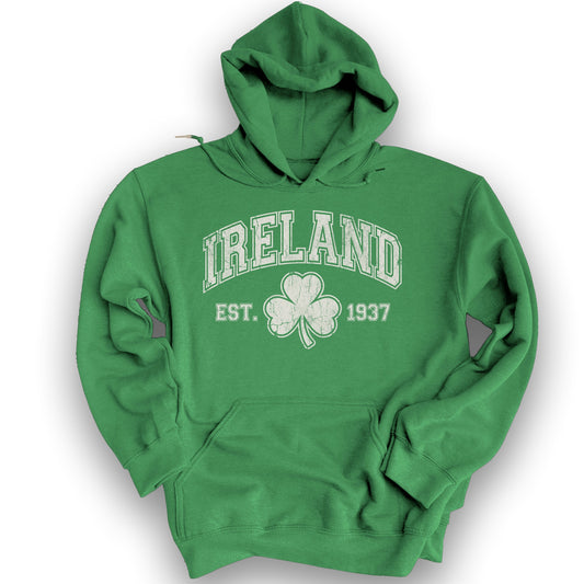 Ireland Vintage Varsity Hoodie - Irish Green