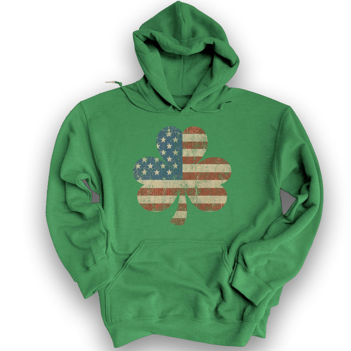 Vintage Flag Shamrock Hoodie - Irish Green