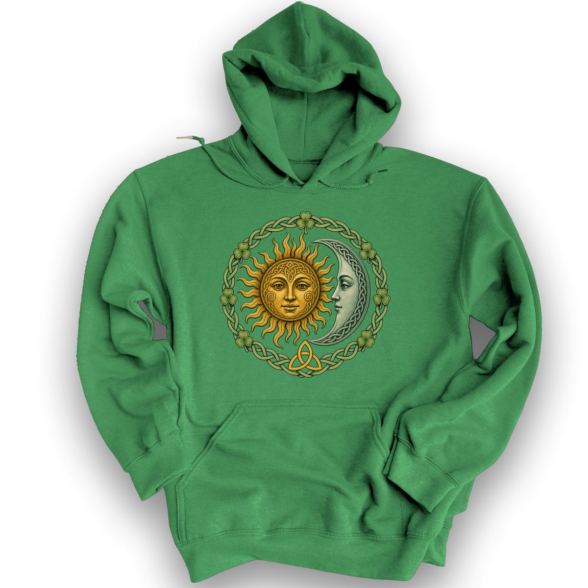 Celtic Lunar Ring Hoodie - Irish Green
